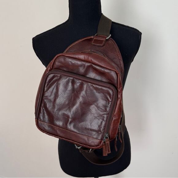 Jack George Crossover Backpack Messenger Bag Leather Brown - Picture 1 of 7